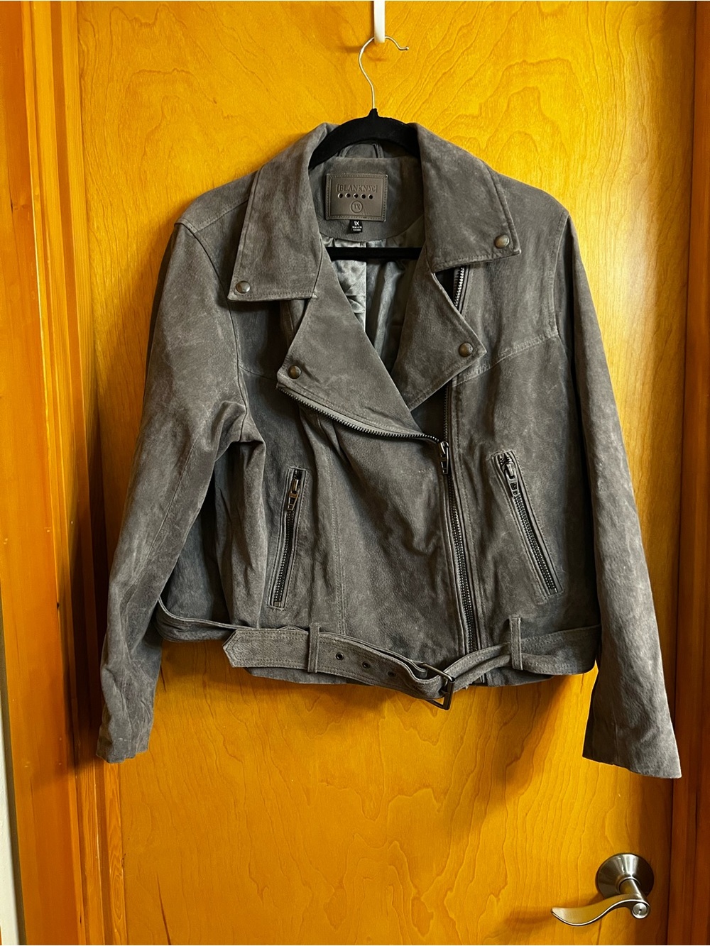 Blank NYC Gray Suede Asymmetrical Moto Jacket